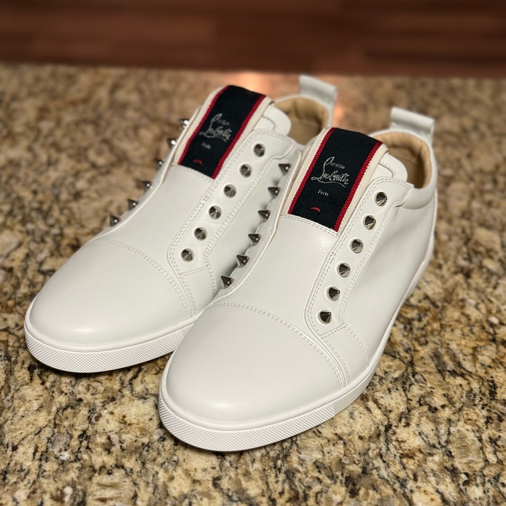 White Leather Men's Shoes with Studs